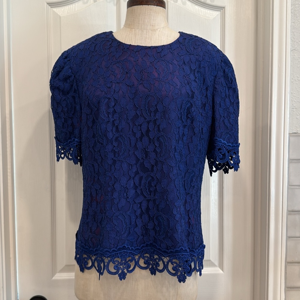 Vintage 80s all over lace short sleeve blouse